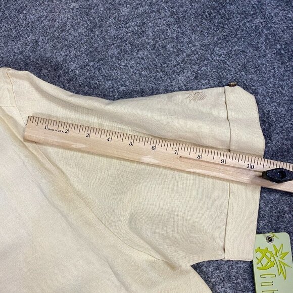 Cubavera Mens Shirt L Beige Linen Blend Embroidered MCM Hurricane Glass NEW - Picture 6 of 7